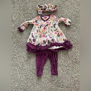 Magnetic Me dress, leggings and bow 3-6 months
